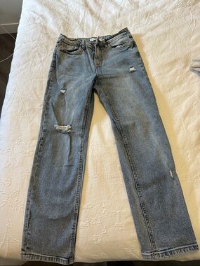 Classic High-Rise Distressed Women's Jeans - Light Blue